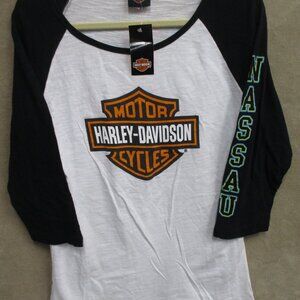 Harley Davidson ladies  3/4 Sleeve T shirt Nassau New with tags XXL
